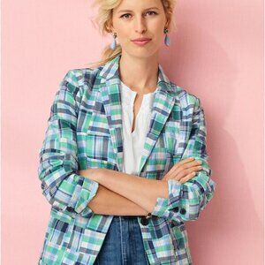 Talbots Sz 16 Madras Blazer Indian Cotton Patchwork Jacket Preppy Old Money